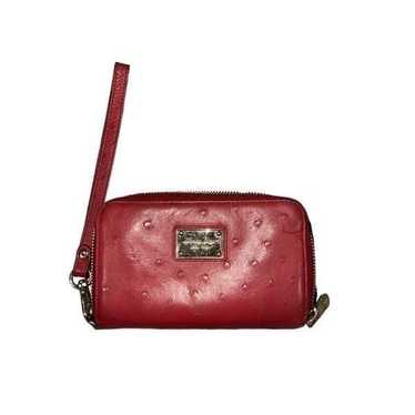 Michael Kors Vintage Red Leather Ostrich Small Zi… - image 1