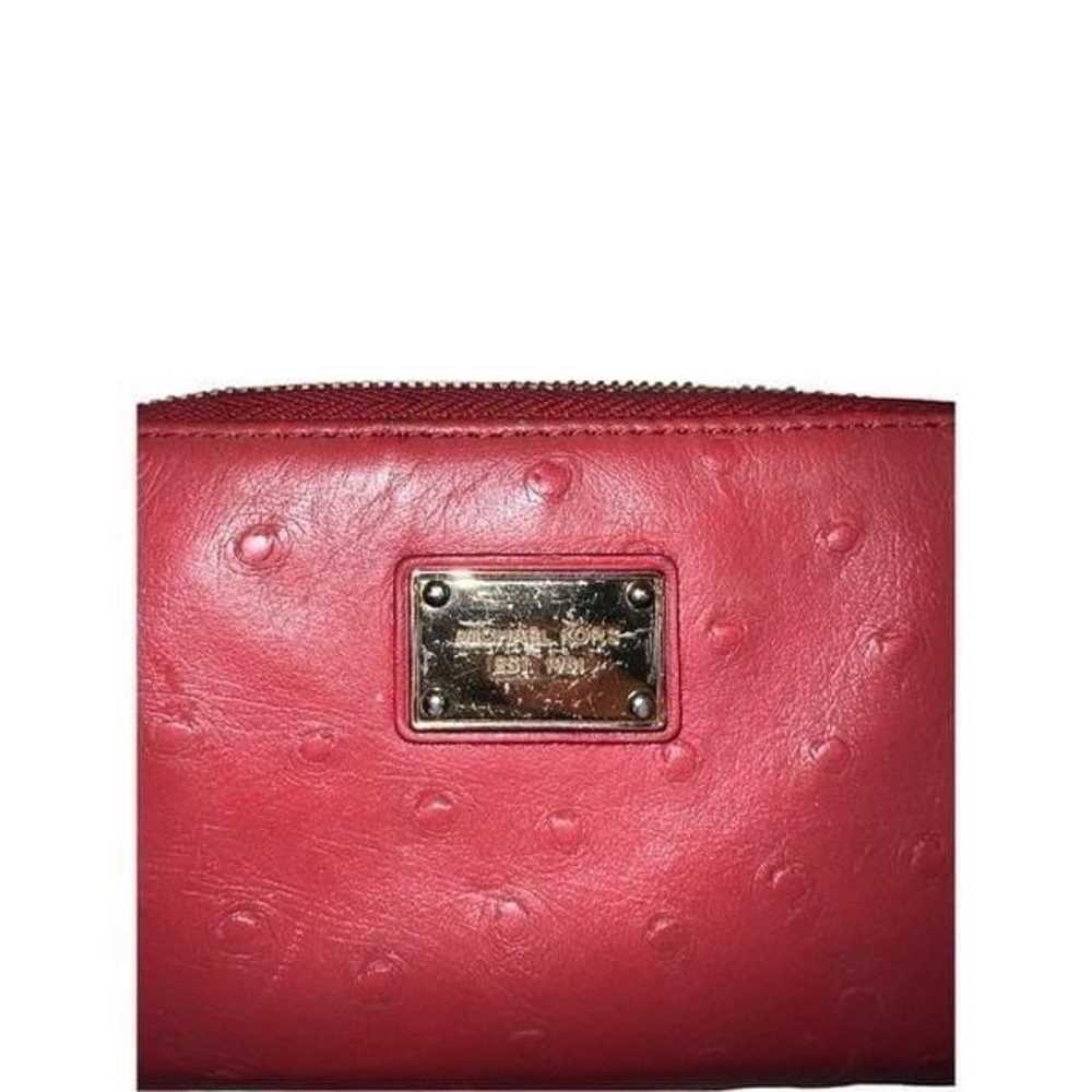 Michael Kors Vintage Red Leather Ostrich Small Zi… - image 2