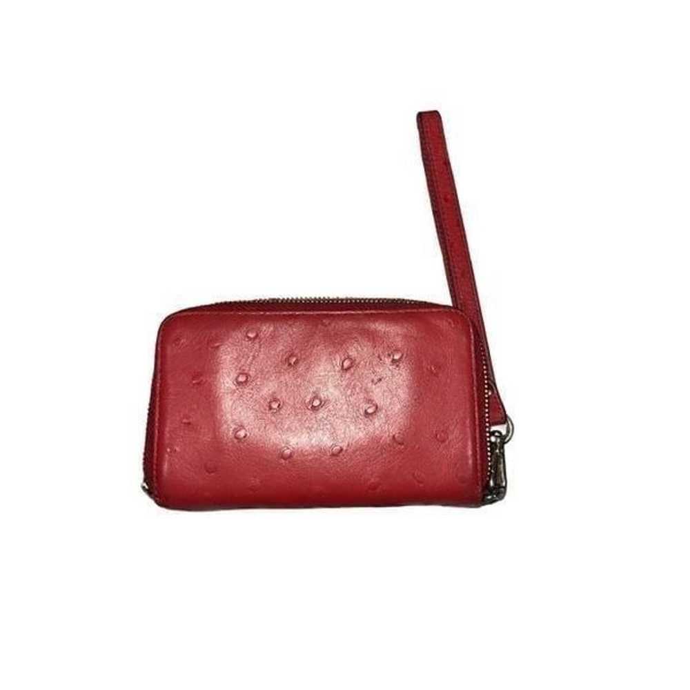 Michael Kors Vintage Red Leather Ostrich Small Zi… - image 3