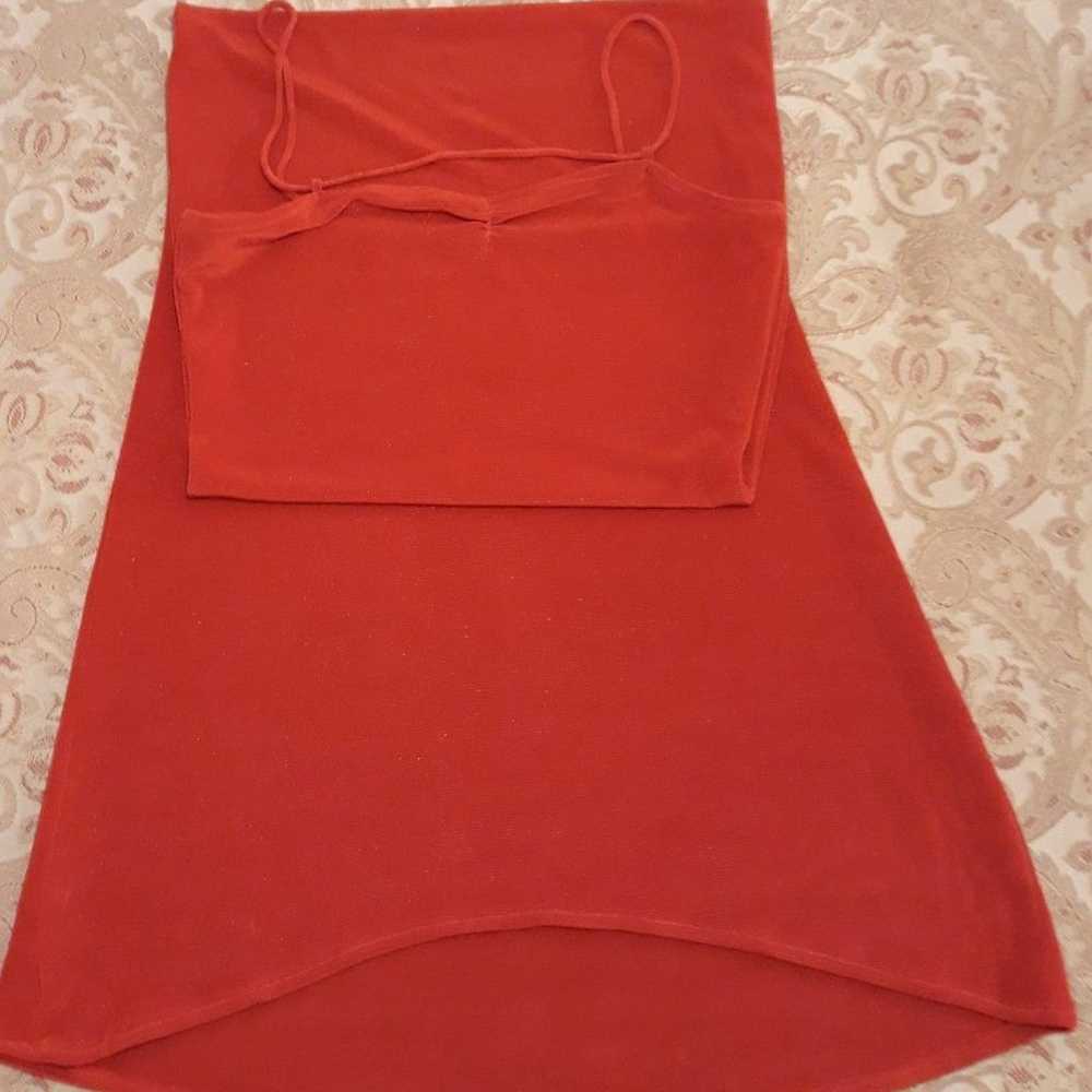 Vintage 70's Red Bodycon Maxi Formal Dress Size S… - image 10