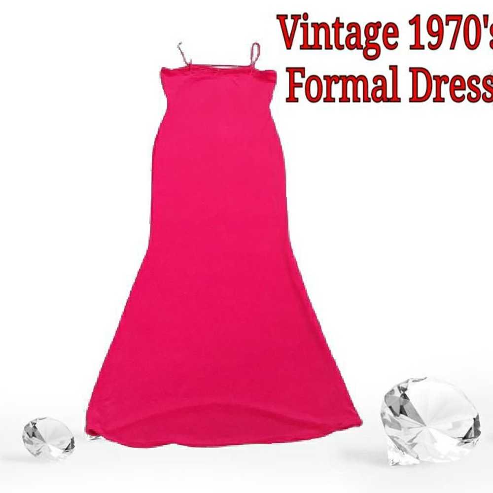 Vintage 70's Red Bodycon Maxi Formal Dress Size S… - image 12