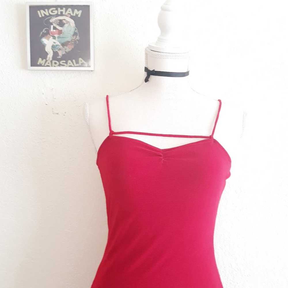 Vintage 70's Red Bodycon Maxi Formal Dress Size S… - image 2