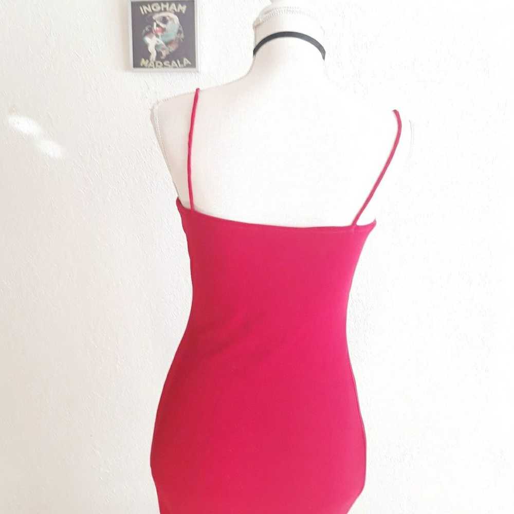 Vintage 70's Red Bodycon Maxi Formal Dress Size S… - image 3
