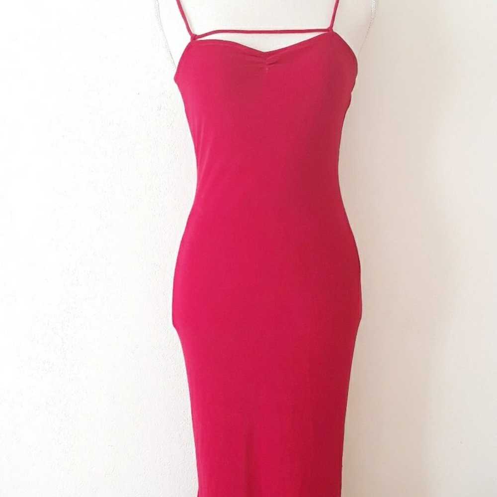 Vintage 70's Red Bodycon Maxi Formal Dress Size S… - image 4