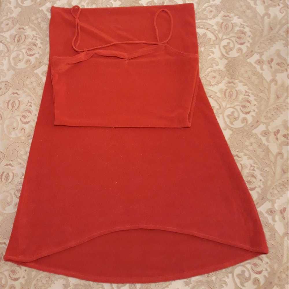 Vintage 70's Red Bodycon Maxi Formal Dress Size S… - image 6