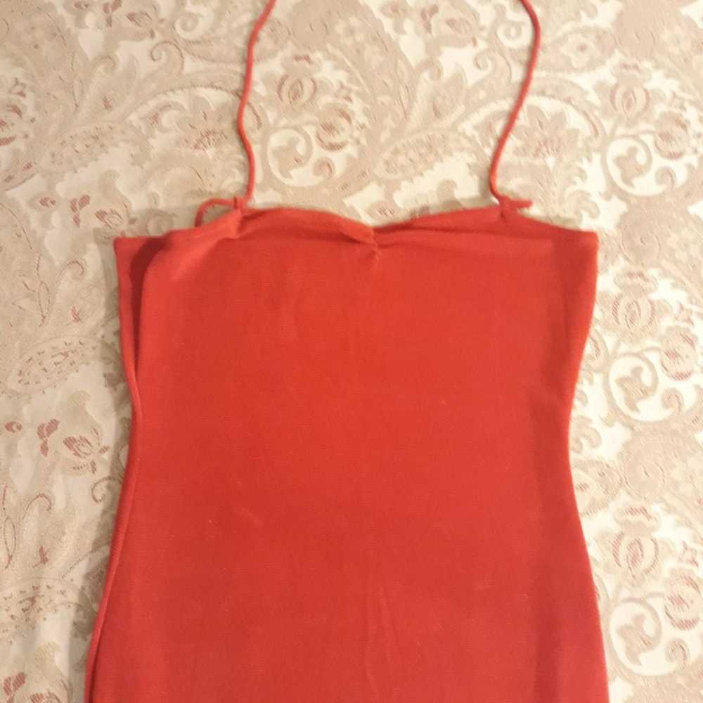 Vintage 70's Red Bodycon Maxi Formal Dress Size S… - image 7