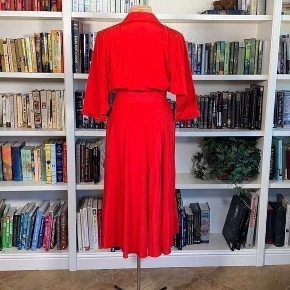 80s Does 40s Vintage Nina Piccalino Red Shirtdress - image 8