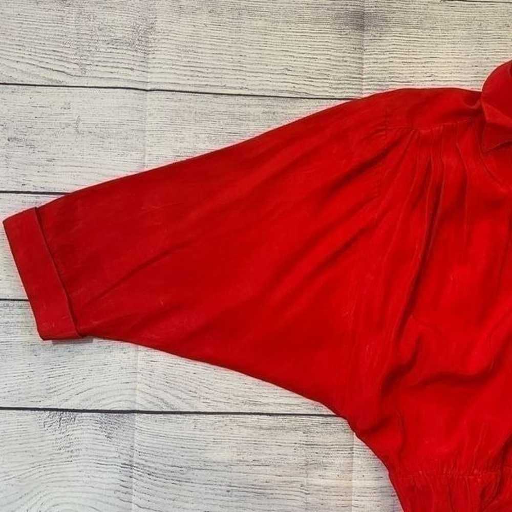 80s Does 40s Vintage Nina Piccalino Red Shirtdress - image 9