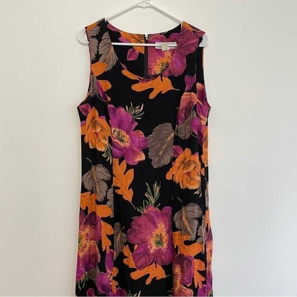 VINTAGE VTG DRESSBARN Black Orange Purple Floral … - image 2