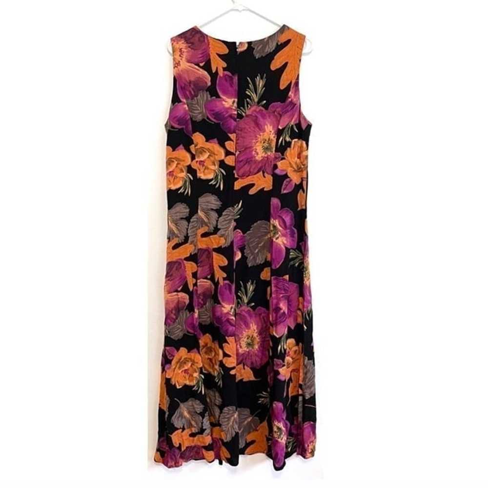 VINTAGE VTG DRESSBARN Black Orange Purple Floral … - image 7