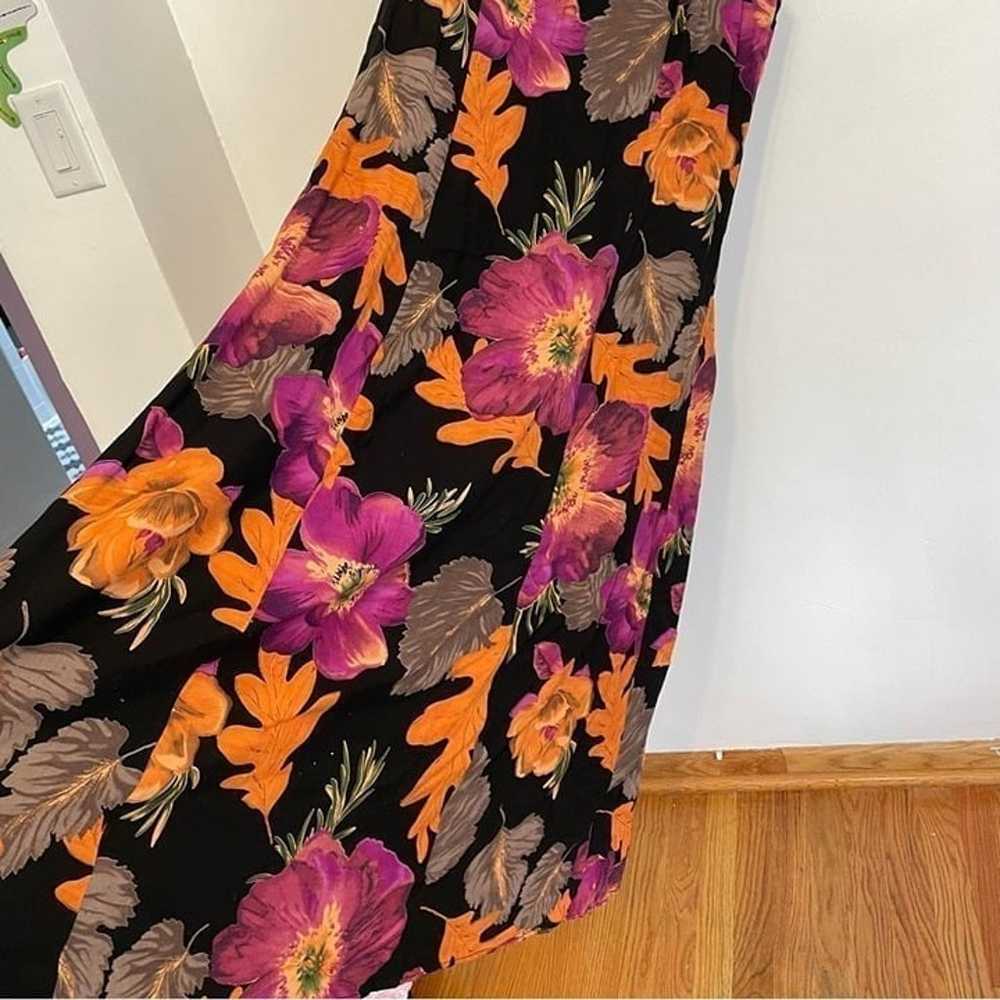 VINTAGE VTG DRESSBARN Black Orange Purple Floral … - image 8