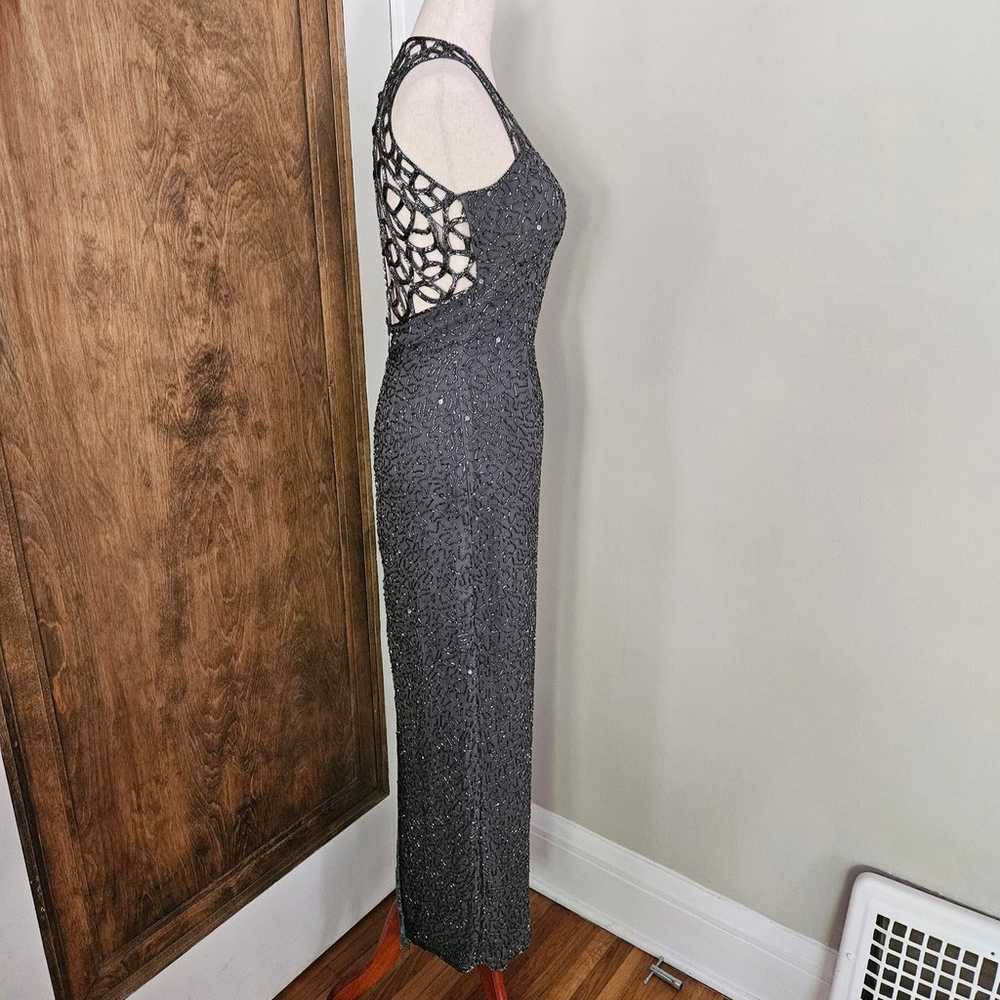 Beaded Silk Prom Evening Dress Backless Slit Swee… - image 4
