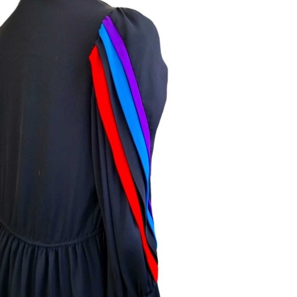 Vintage 80's Black w/‎ Color Pleated Striped Arms… - image 3