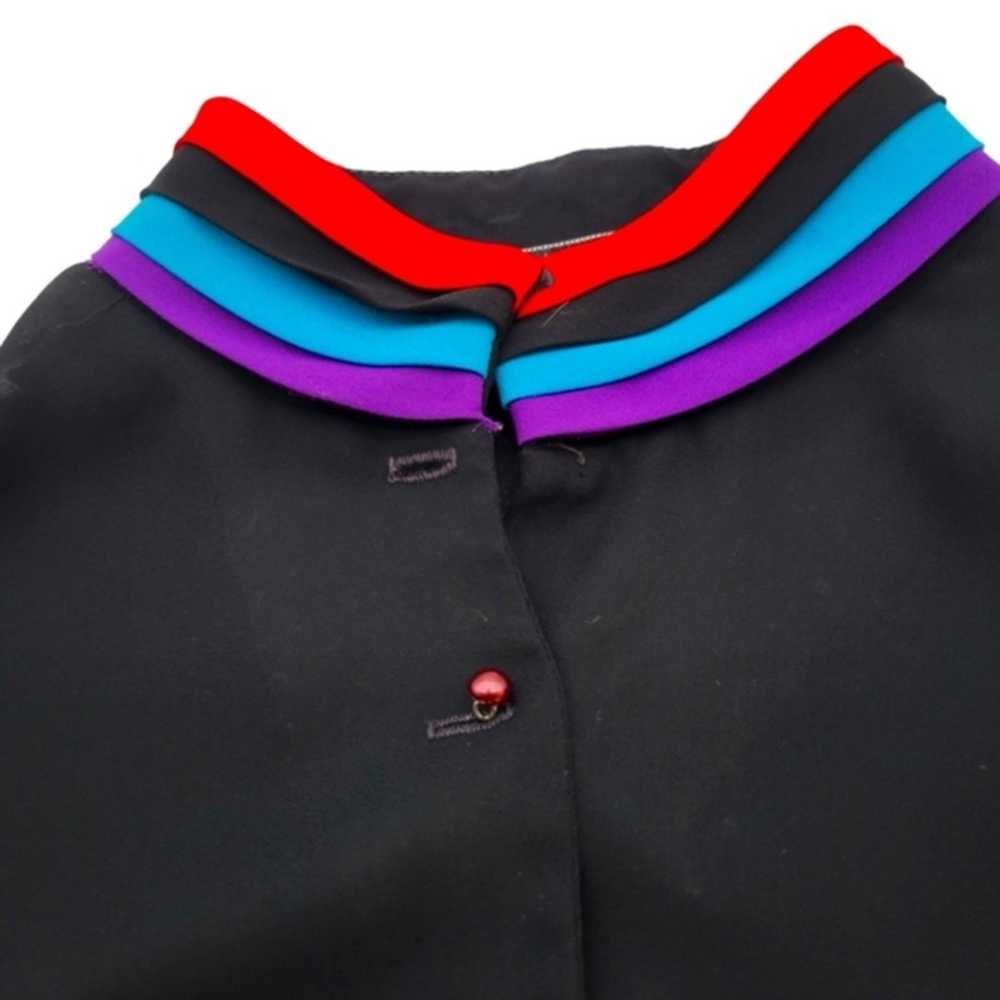 Vintage 80's Black w/‎ Color Pleated Striped Arms… - image 5