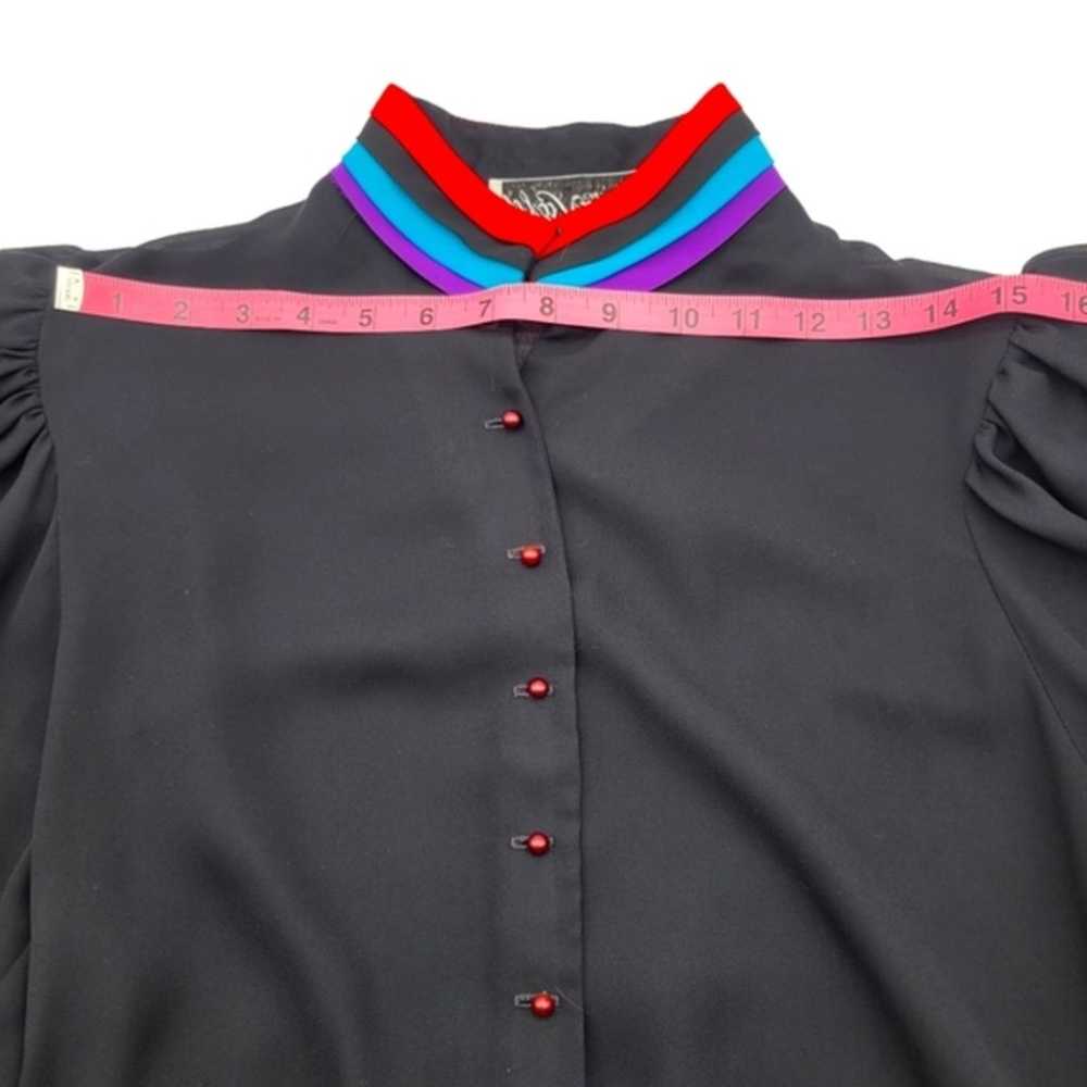 Vintage 80's Black w/‎ Color Pleated Striped Arms… - image 7