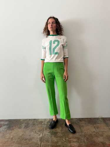 60s/70s Lime Green Woven Linen Pants - image 1