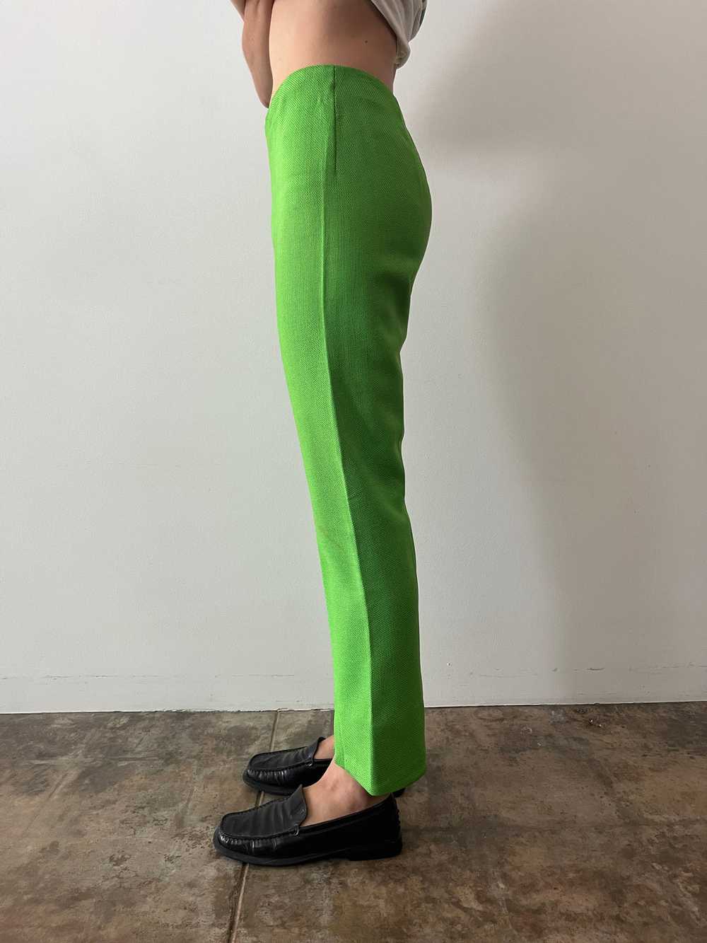60s/70s Lime Green Woven Linen Pants - image 4