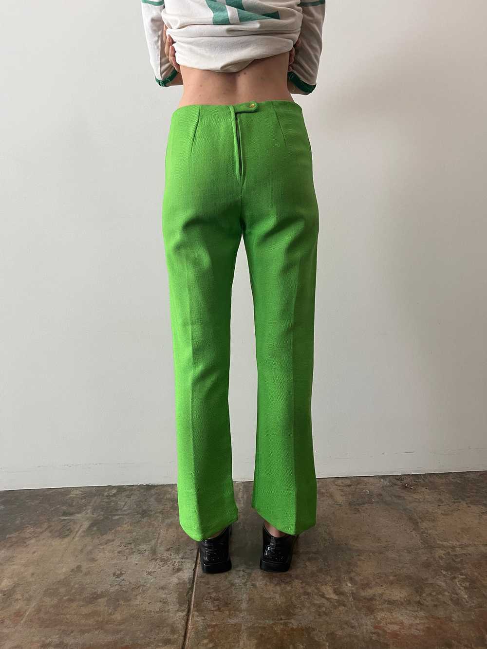 60s/70s Lime Green Woven Linen Pants - image 5