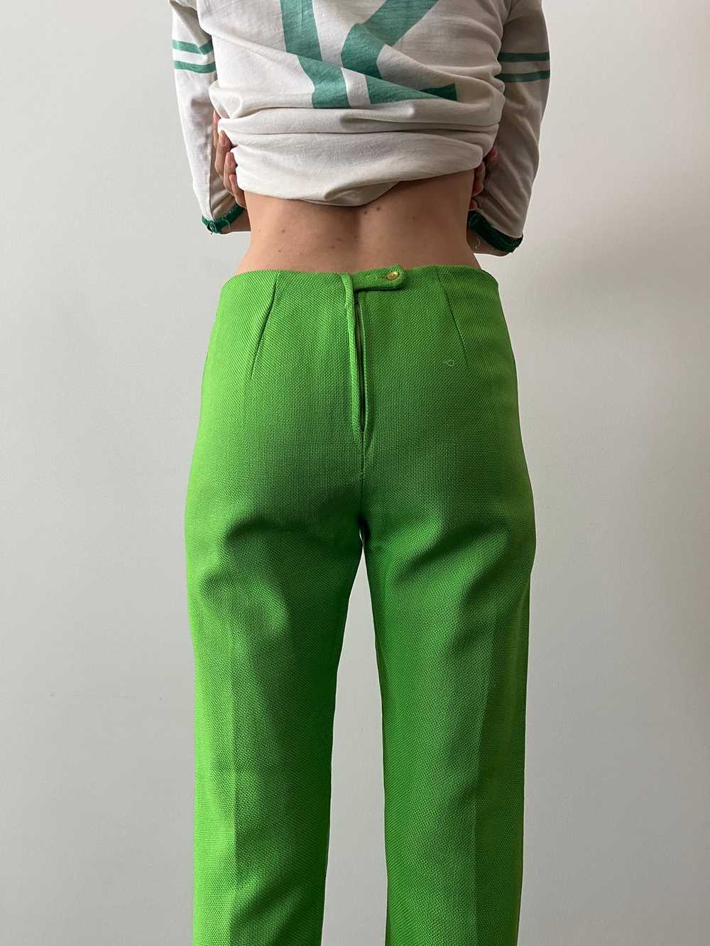 60s/70s Lime Green Woven Linen Pants - image 6