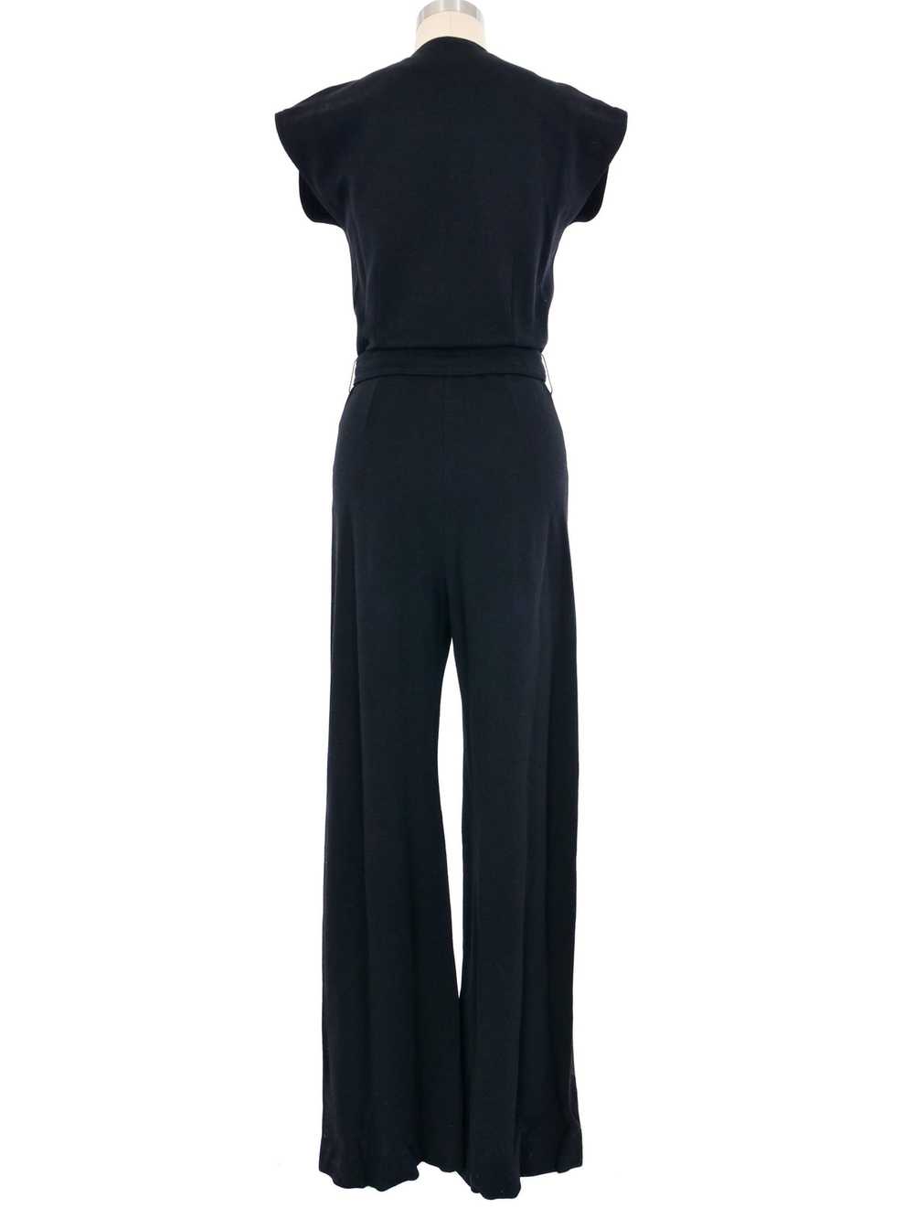 1970s Black Knit Belted Jumpsuit - image 4