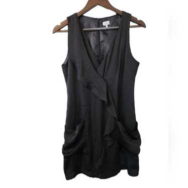 Charming Charlie Mini Black Faux Wrap Dress with … - image 1