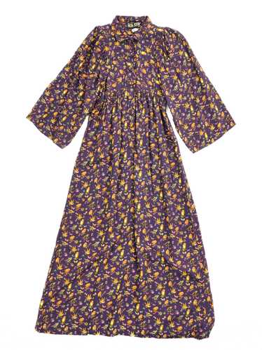1970s Lee Bender Canary Print Dress