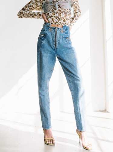 1980s High Waisted Studded Denim