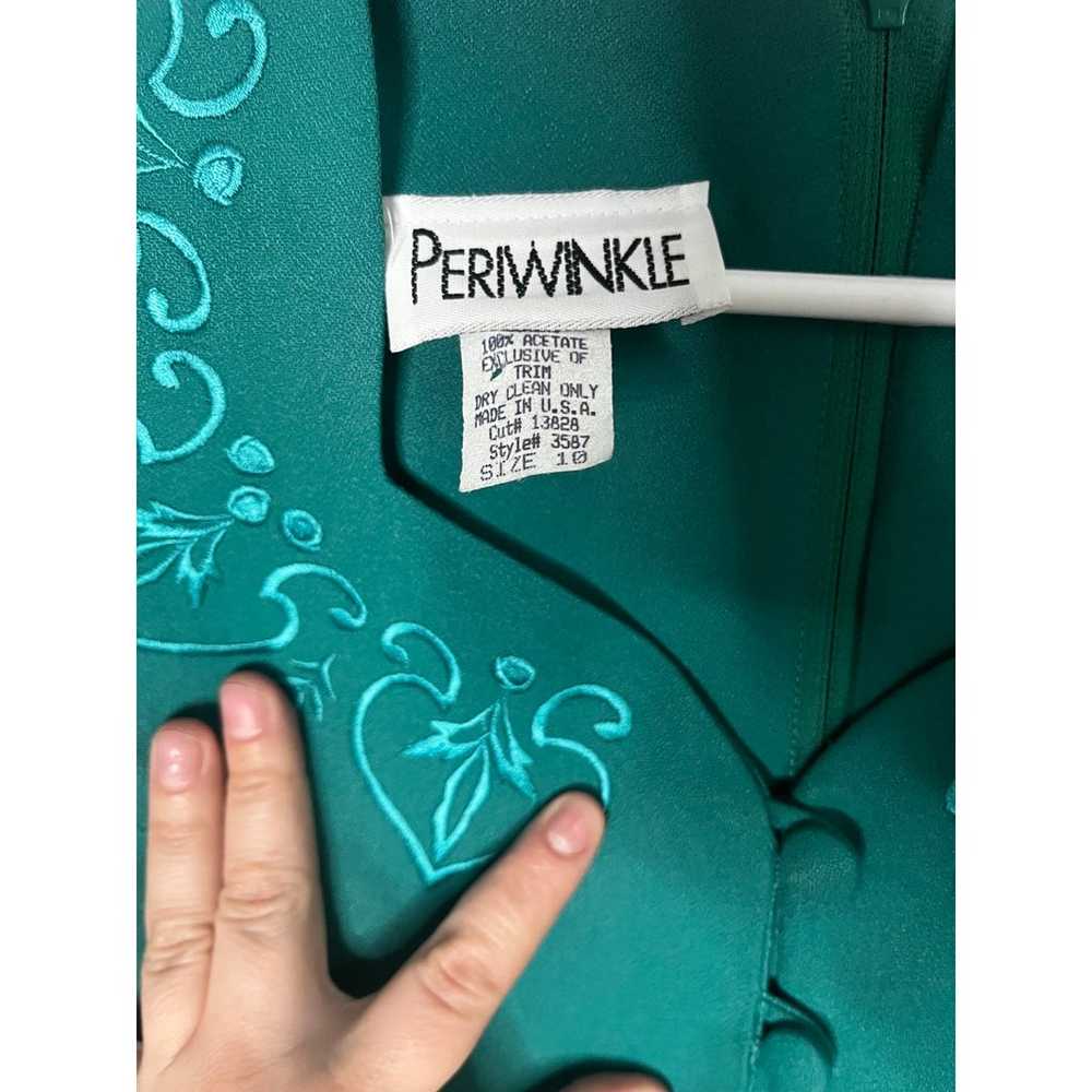 Vintage 90s Periwinkle Teal Green Embroidery Dres… - image 5