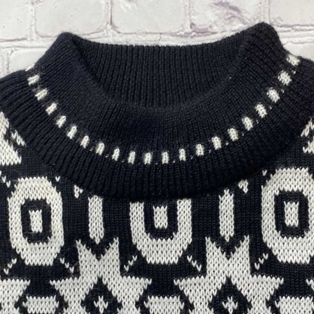 Tyrolia VTG 80s 90s Black & White Sweater  Nordic… - image 5