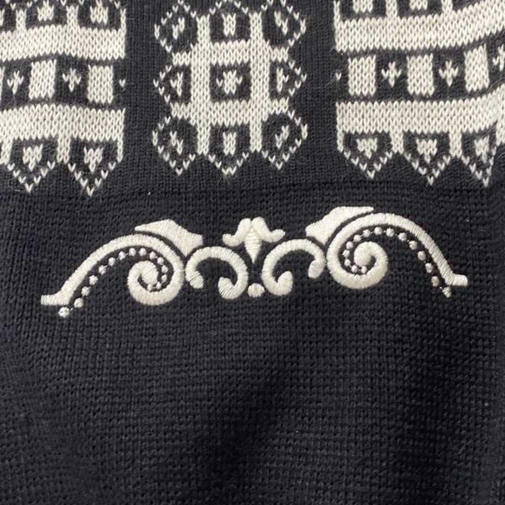 Tyrolia VTG 80s 90s Black & White Sweater  Nordic… - image 6