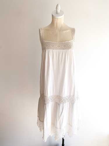 Antique Cotton & Crochet Summer Dress - image 1