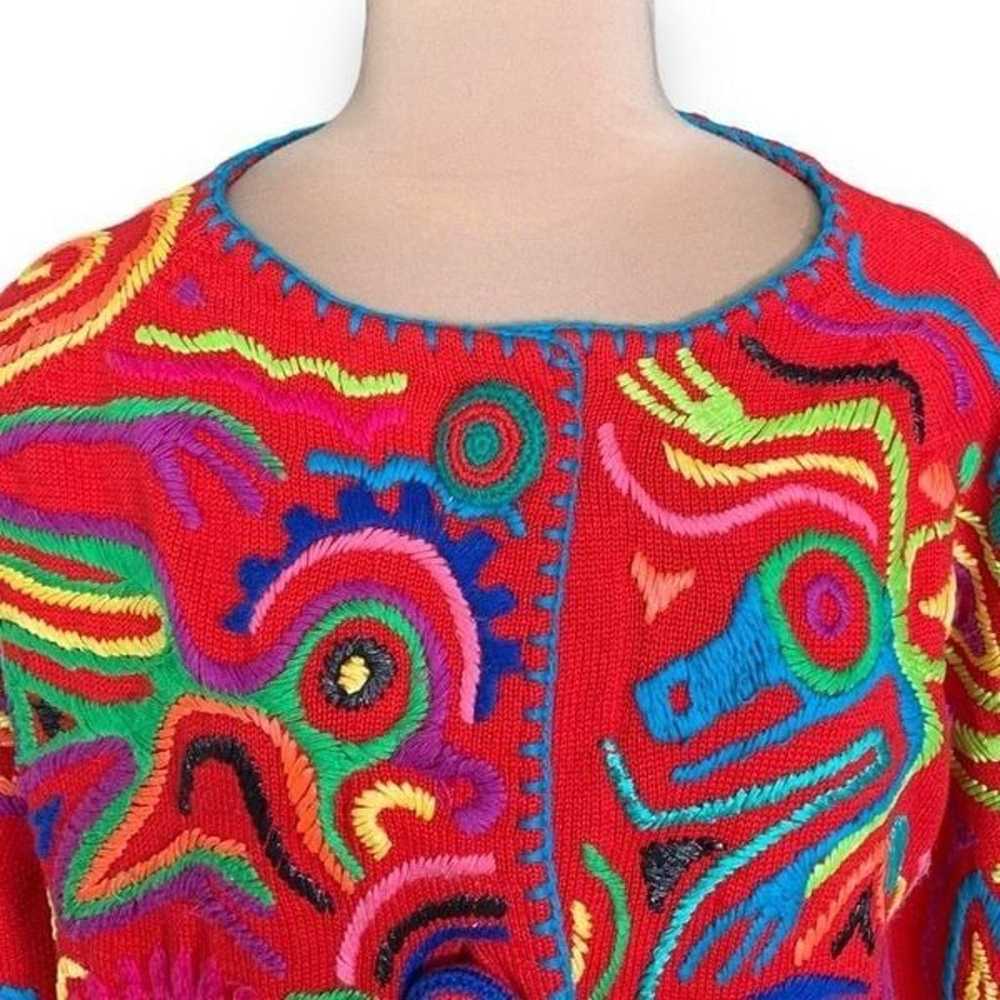 Vintage Michael Simon Cardigan Sweater Red Multic… - image 2