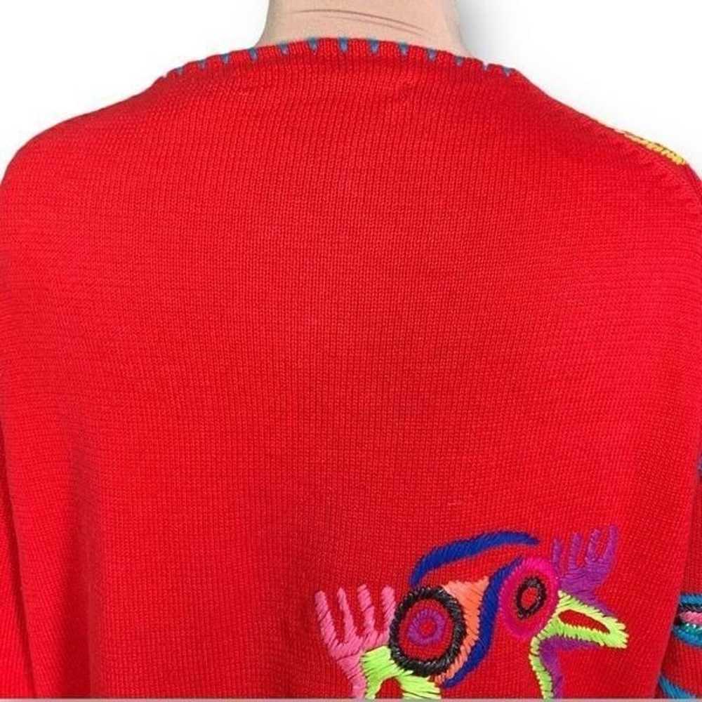 Vintage Michael Simon Cardigan Sweater Red Multic… - image 4