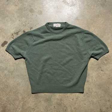 Vintage 50s Unbranded Green Acrylic Short Sleeve … - image 1