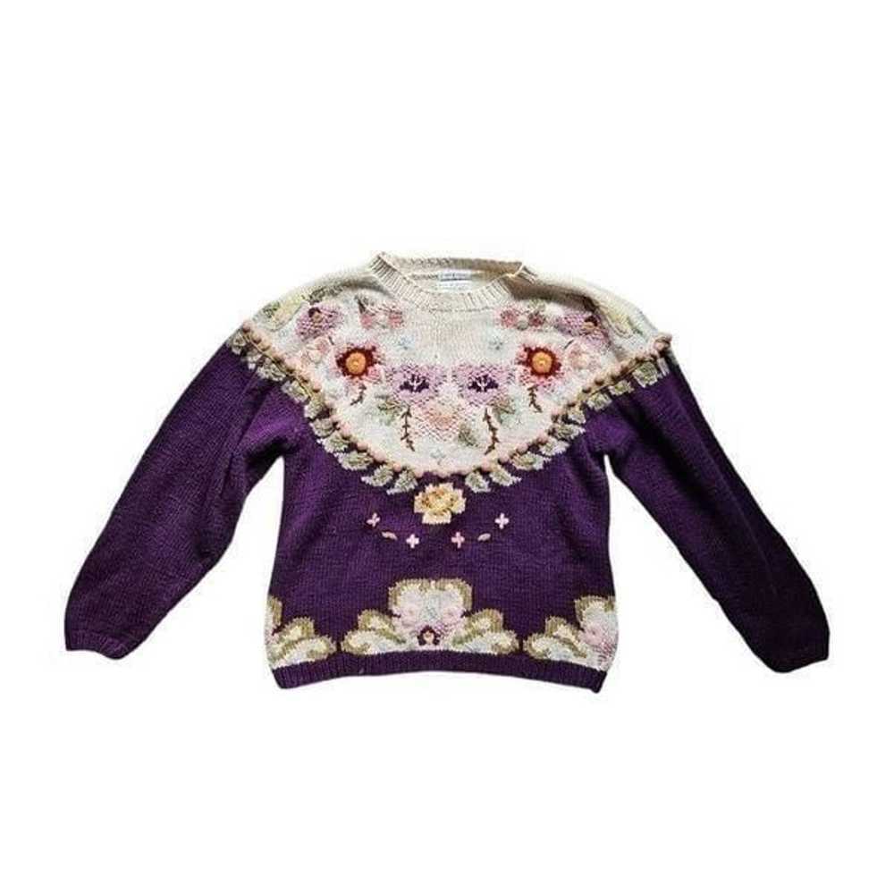 vintage hand knit cottagecore sweater - image 1