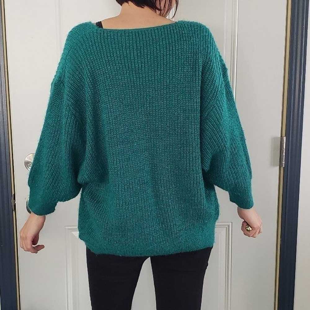 Vintage 80s Boxy, Sparkly Green Sweater - image 4