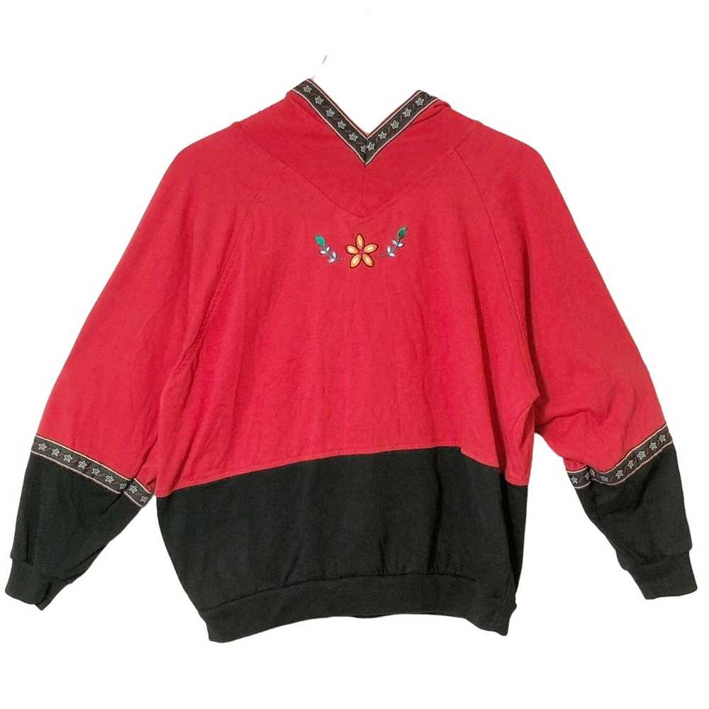 Vintage 62 East Red & Black Floral Embroidered Ho… - image 1
