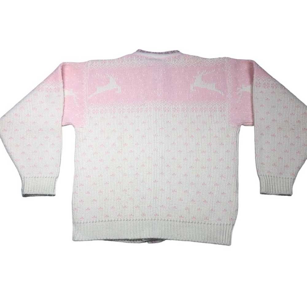 Pandora VTG pink/white reindeer sweater medium - image 2