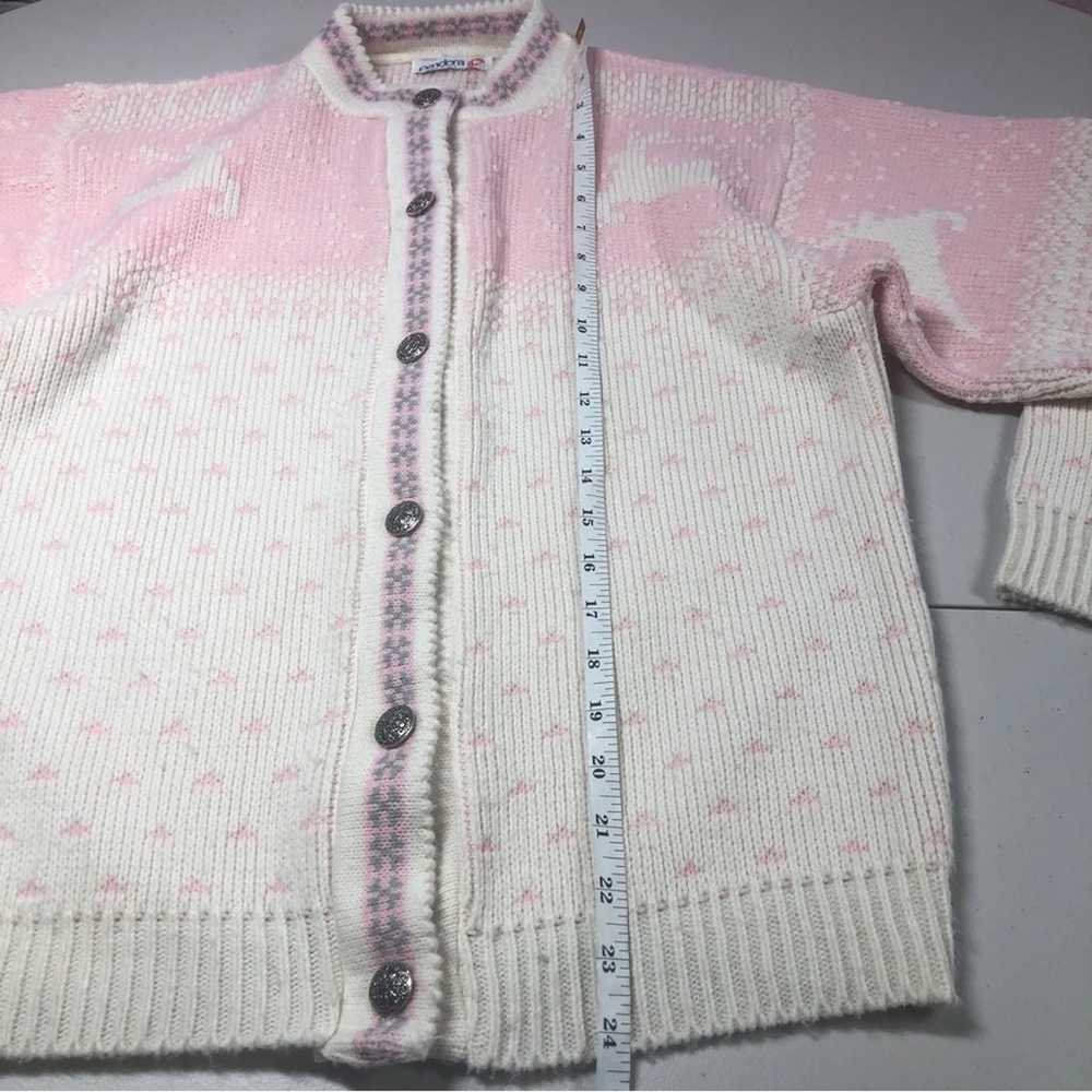 Pandora VTG pink/white reindeer sweater medium - image 4