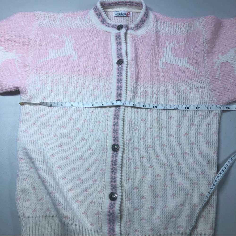 Pandora VTG pink/white reindeer sweater medium - image 5