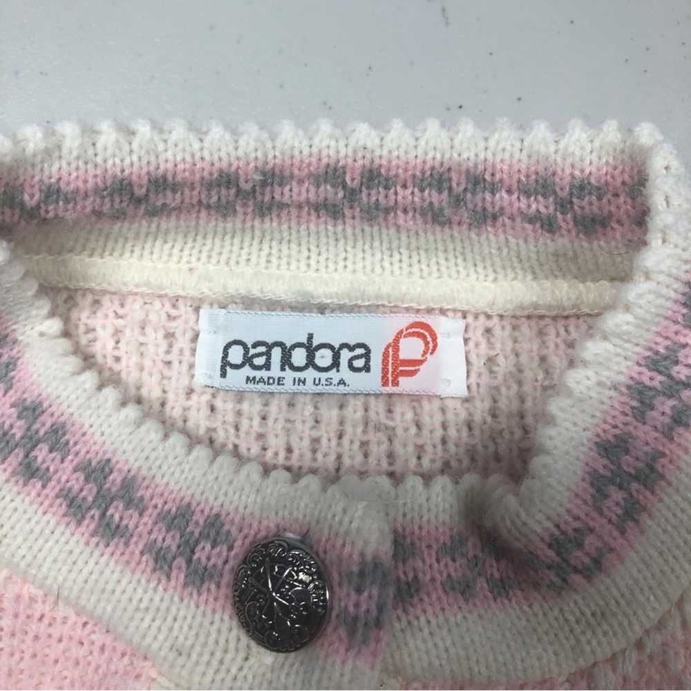 Pandora VTG pink/white reindeer sweater medium - image 7