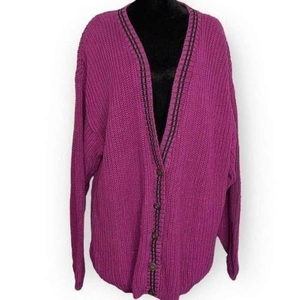 Dockers Vintage Purple Oversized Crochet Knit Lag… - image 7
