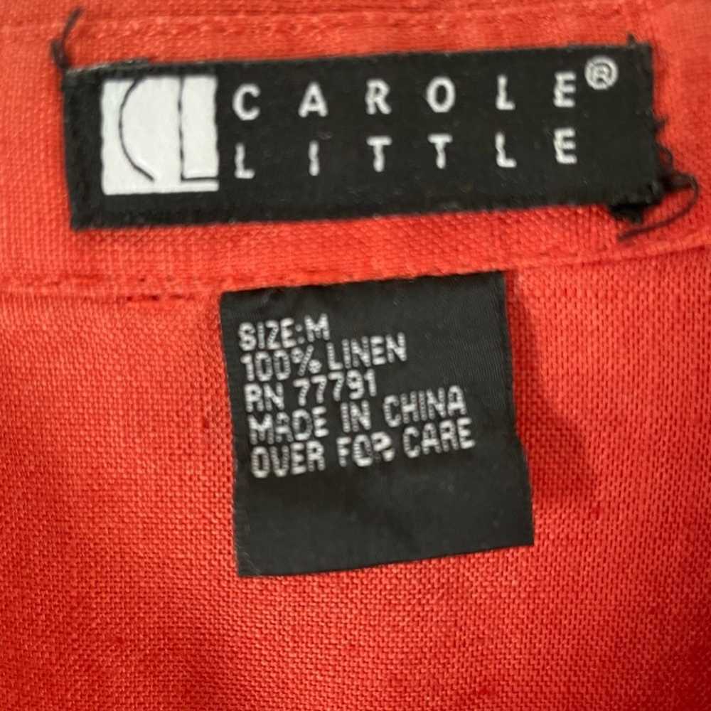 Carole Little Vintage Orange Linen Front Tie Jack… - image 2