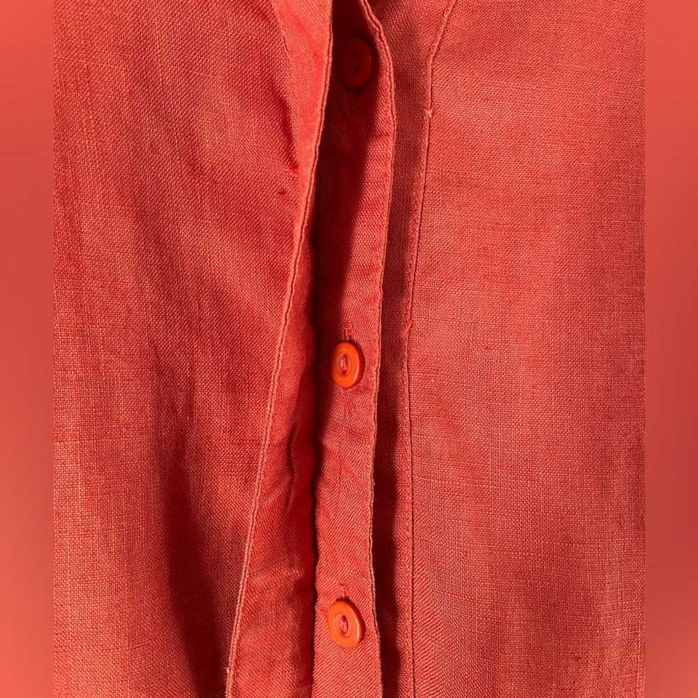 Carole Little Vintage Orange Linen Front Tie Jack… - image 3