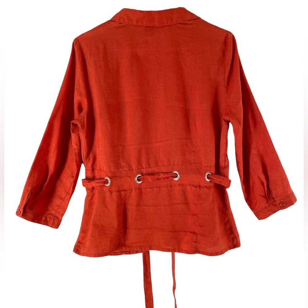 Carole Little Vintage Orange Linen Front Tie Jack… - image 4