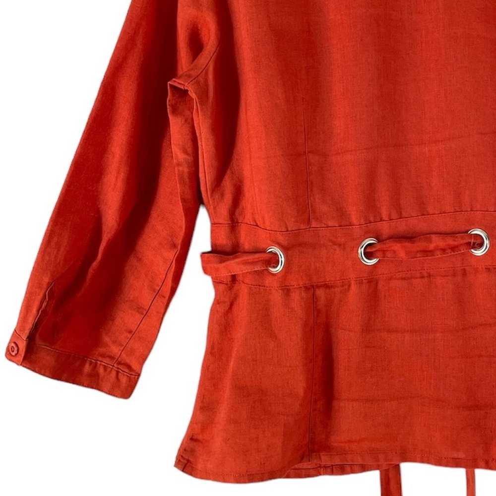 Carole Little Vintage Orange Linen Front Tie Jack… - image 5