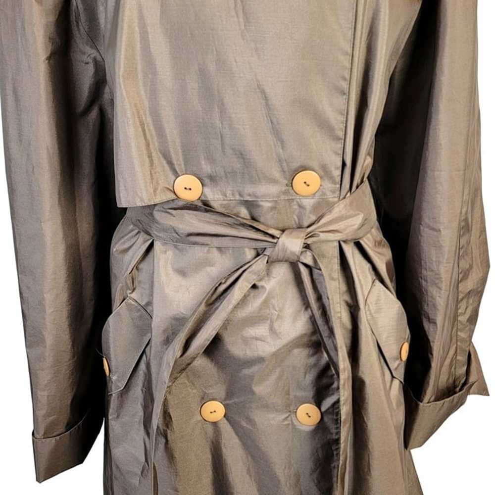 Vintage 70s Trench Coat Women XL 14 Brown Raincoa… - image 11