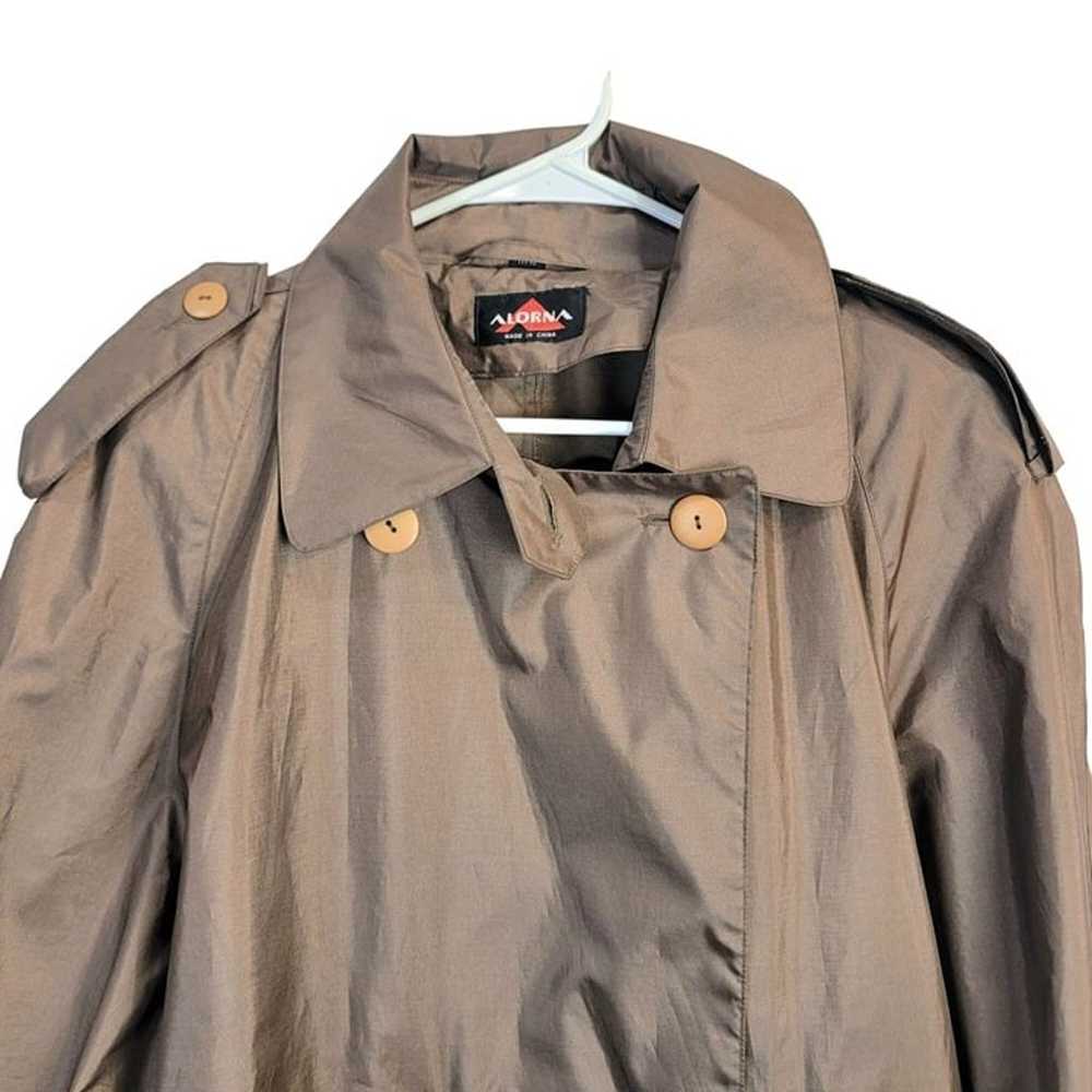 Vintage 70s Trench Coat Women XL 14 Brown Raincoa… - image 12