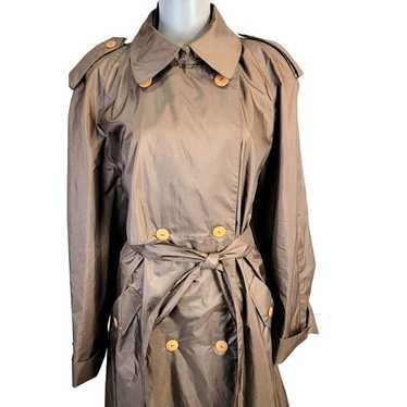 Vintage 70s Trench Coat Women XL 14 Brown Raincoat