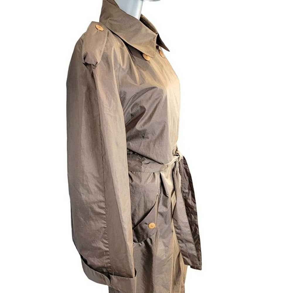 Vintage 70s Trench Coat Women XL 14 Brown Raincoa… - image 3